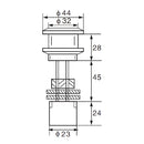 Perno De Araña Chico Dia. 44 Mm. Perforacion En Vidrio 33 Mm.