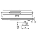 Plano técnico de haladera embutida con longitud de 207,2 mm