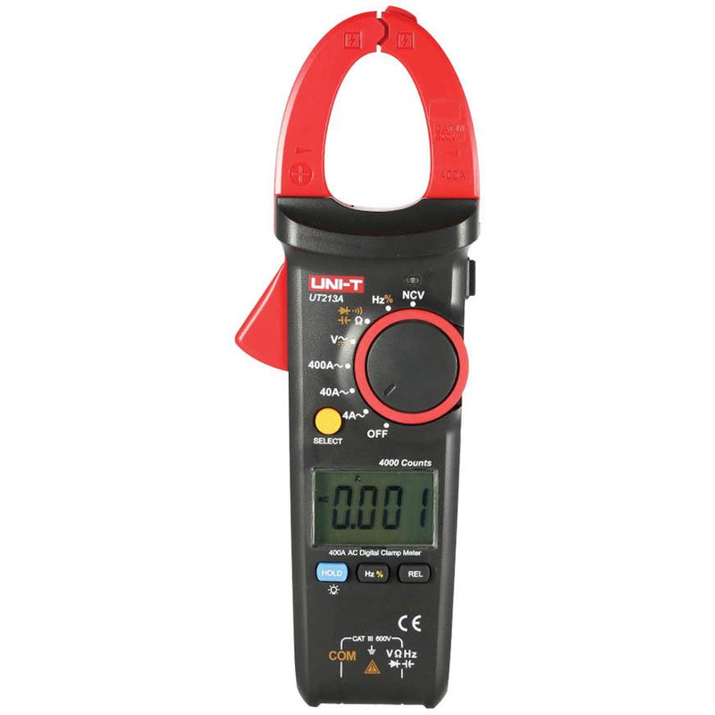 Medidor de abrazadera UNI-T UT213A medidor de pinza digital 400A verdadero RMS rango automatico.