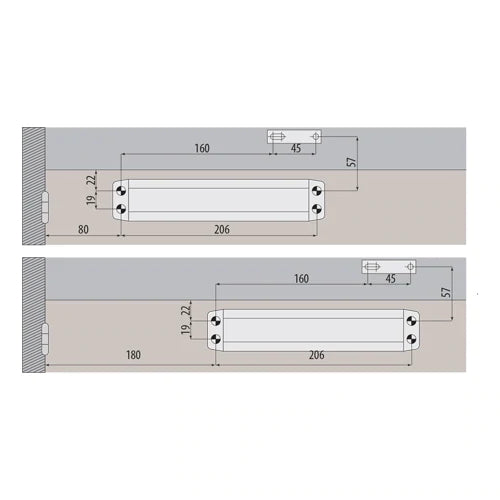 Cierrapuertas Para 75 A 90 Cm (65Kg).Fuerza  EN2 O EN3  Según Posicion Del Cuerpo. Color Gris.