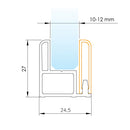 U-Channel Desmontable Vidrio De 10 - 12 Mm De Aluminio. Largo De 3 M. Acabado Brillante