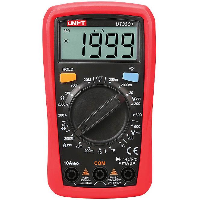 Multímetro digital de bolsillo UNI-T UT33C para medir corriente alterna y continua, voltaje alterno,