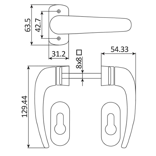 Manilla NEO Operador De Cerradura De Puerta. Incluye Cuadrillo De