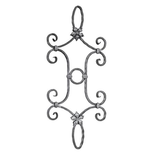 Rosón artístico de hierro forjado Barra cuadrada 12 x 12 mm; 900 x 385 mm