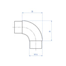 Codo De 90. Para Tubo De 2". Satinado, Acero Inoxidable.