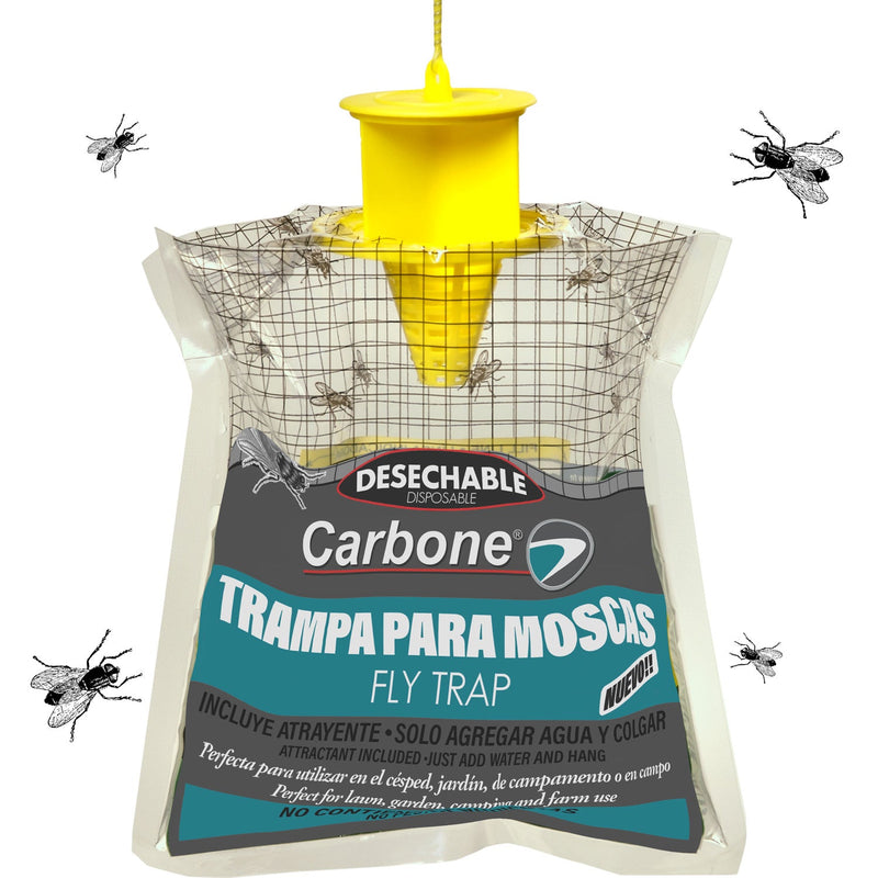 Trampa para moscas desechable incluye atrayente solo aplica agua y colgar