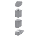 Juego de pivotes estandar decentrado para puertas de aluminio  Acabado silver.