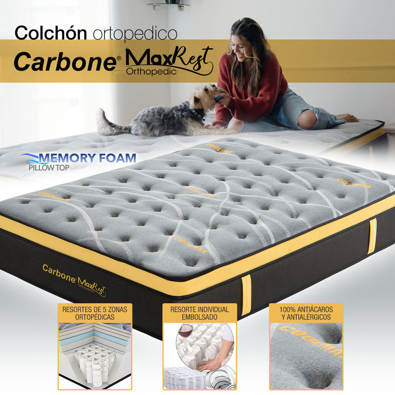 Colchones Empacados al Vacío Pillow Top Memory Foam con resortes 30cm espesor (12") Calidad Hotelera