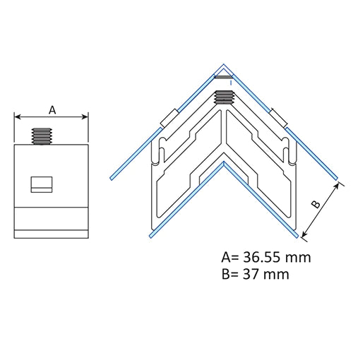 Escuadra De Teton Fijo De 37X36mm Para Hoja Y Marco De Apertura Exterior E Interior De Puerta.