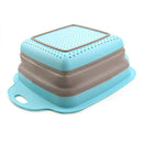 Colador plegable de silicona, color azul.