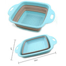 Colador plegable de silicona, color azul.