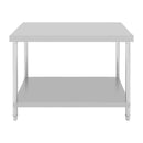 MESA DE TRABAJO INOXIDABLE DE 140 CM X 60 CM X H85 CM. CALIBRE 0.8 MM GRUESO CON MDF Y COSTILLA DE R