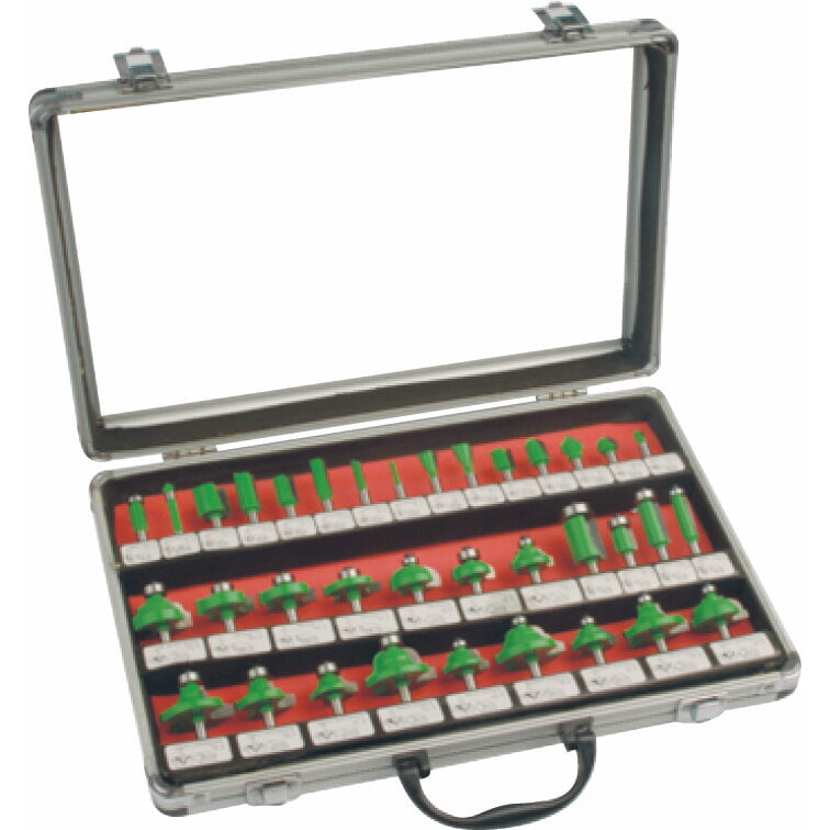 Juego 35 Pzas de Fresa Broca de 1/4" para router en caja