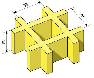 Rejilla grating 38x38X38mm fibra de vidrio amarilla antiresbalante 1.220 x 2.440 m.