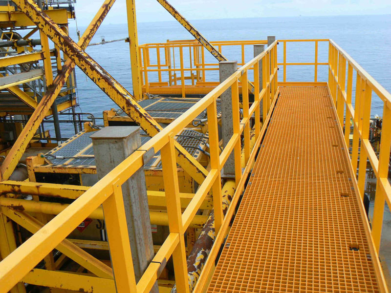 Rejilla grating 38x38X38mm fibra de vidrio amarilla antiresbalante 1.220 x 2.440 m.