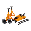 Juego de 5 Pzas Gata Hidraulica, Par de Soportes de Carro 2TON