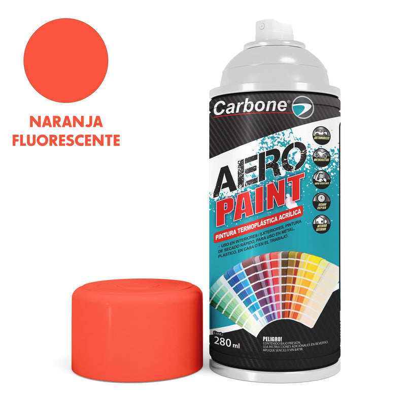 Pintura aerosol en Spray Naranja Fluorescente 280ml. Interiores y exteriores alta calidad