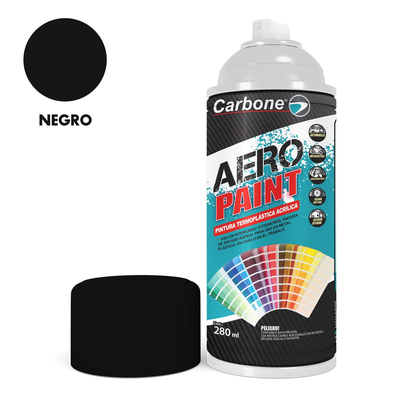 Pintura aerosol en Spray Negro 280ml. Interiores y exteriores alta calidad