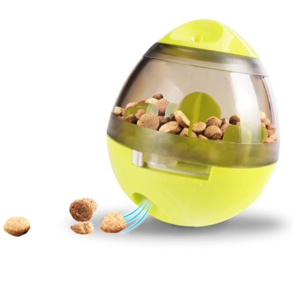 Bola Interactiva De Plastico ABS Dispensador De Comida Para Mascotas. Tamaño 3.9X4.6" Color Verde
