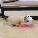 Tazon Doble Para Gatos Con Soporte. Plastico Transparente Y Soporte Blanco.