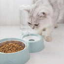 Tazon Doble De Agua Y Alimento Para Mascotas Con Base Y Soporte De Plastico. Color Gris