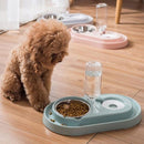 Tazon Doble De Agua Y Alimento Para Mascotas Con Base Y Soporte De Plastico. Color Gris
