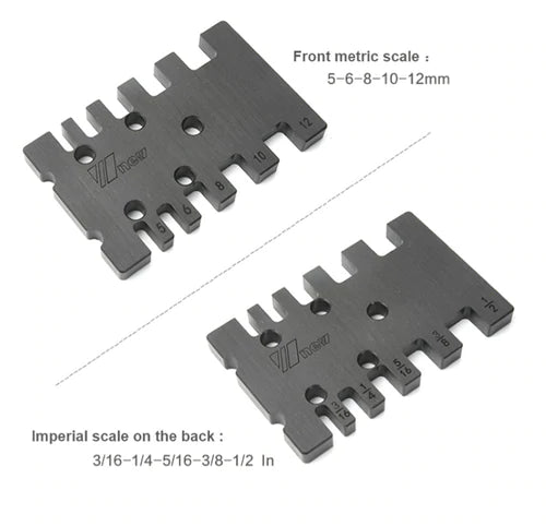 Calibrador Métrico Y Pulgadas De Baquelita 5-6-8-10-12Mm Y 3/16-1/4-5/16-3/8-1/2 Pulgadas