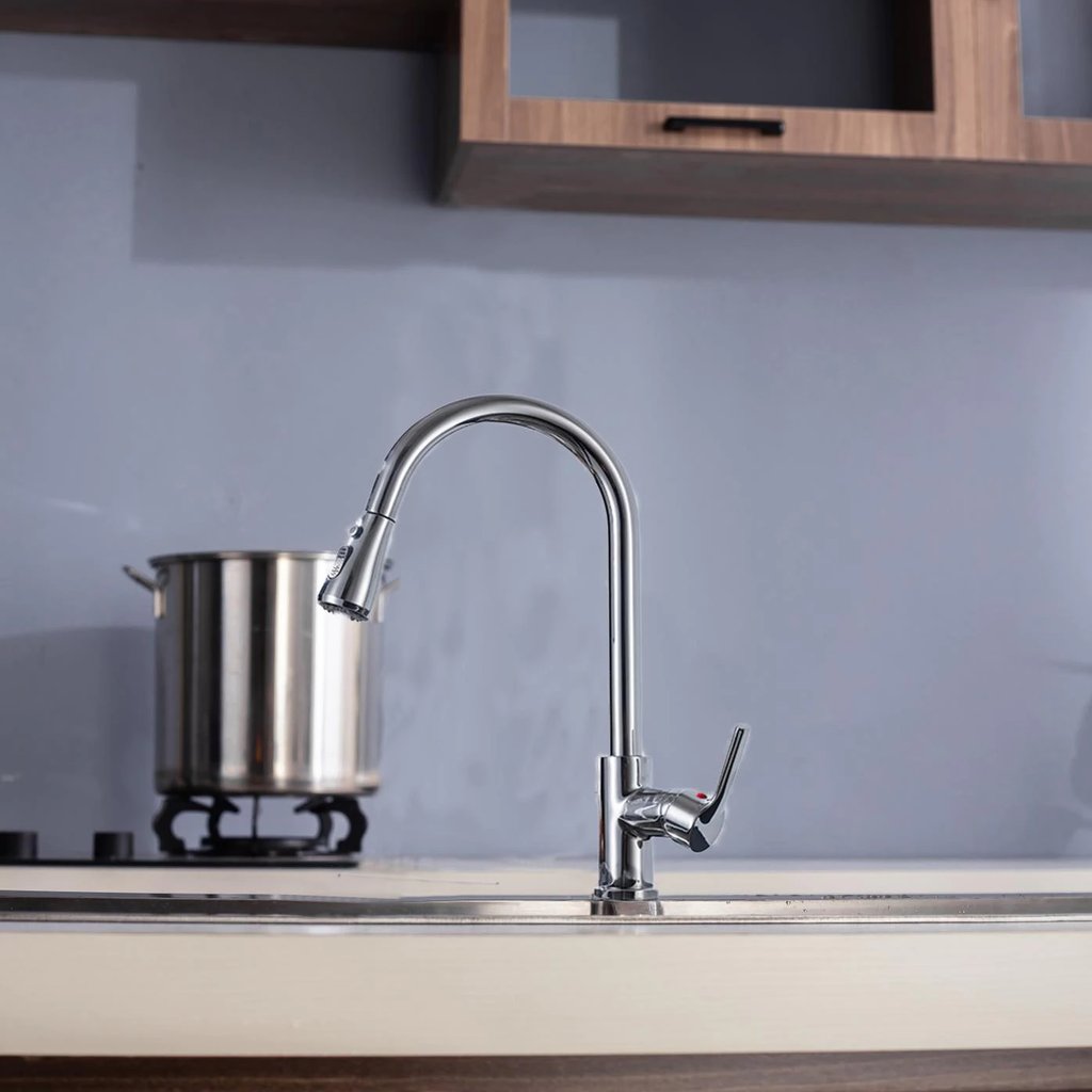 Grifo Para Fregador De Cocina Con Manguera Extraíble, Color Metal