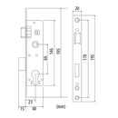 Cerradura Perfil Angosto De Pestillo Doble Manija.Color Silver. Backset 23 Mm; 14X38x146 Mm. C-C 66