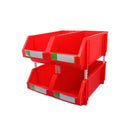 (Pack 8 Pzas) Cajas Apilables Encajables De Pin Mediana 300Anch*450 Profun.*175 Alto Mm. Color Rojo.